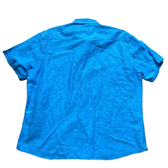 Projek Raw Mens Shirt XXL Linen Blend Blue Button Up Pocket - Picture 6 of 6